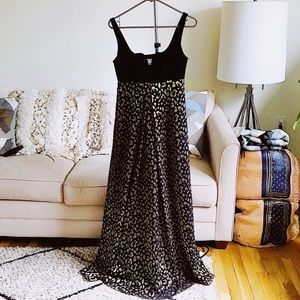 DVF black and gold leopard print silk dress size 2